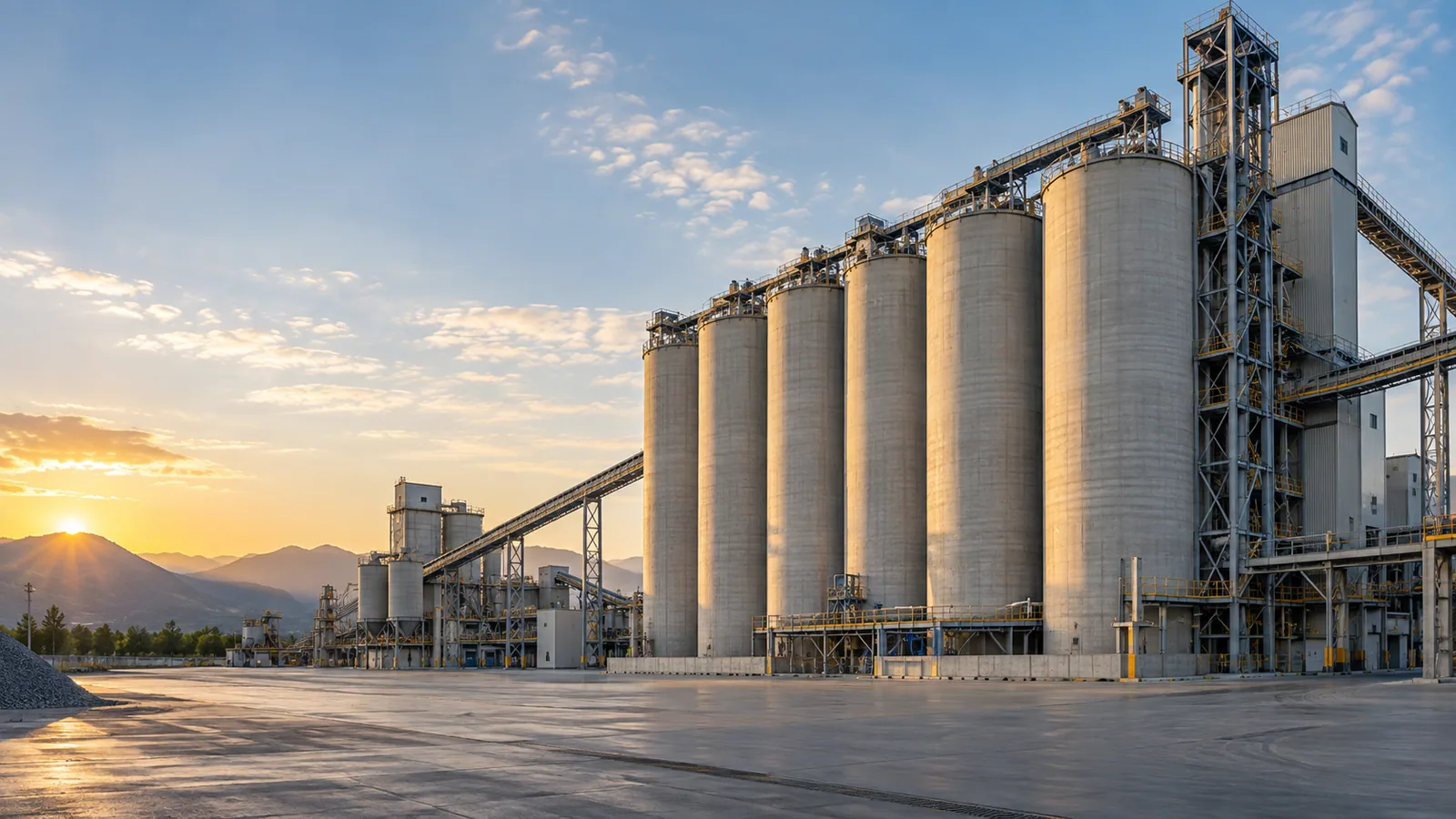 Cement i transport do betoniarni — ilustracja